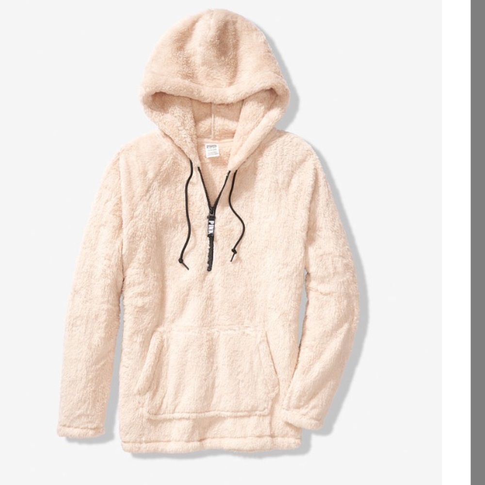 VS Pink Teddy half-zip Pullover